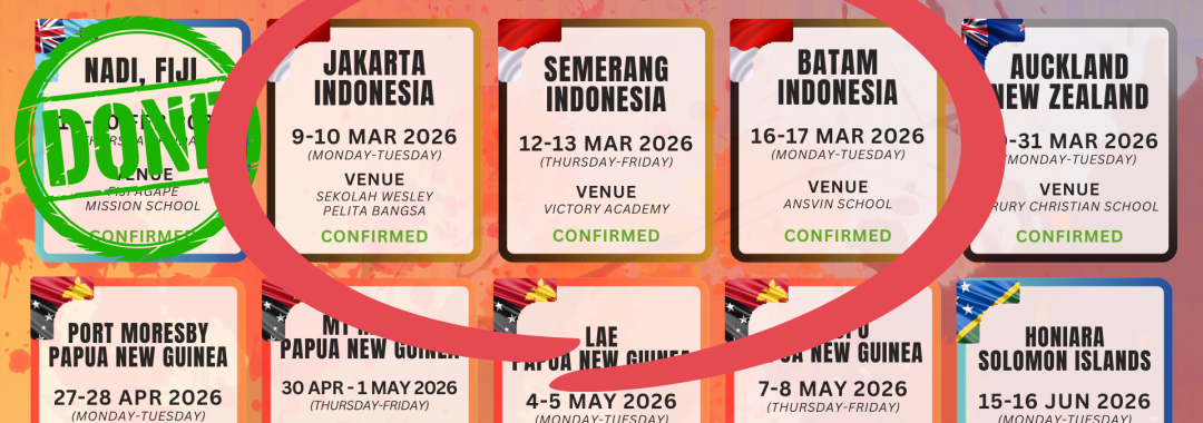 Schedule for the Indonesia Educators Conference mission trip.
